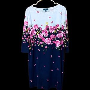 Karen Scott - Size XL - 3/4 sleeve floral print dress,